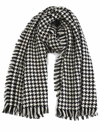 Black and white checked houndstooth winter scarf monochrome | Etsy