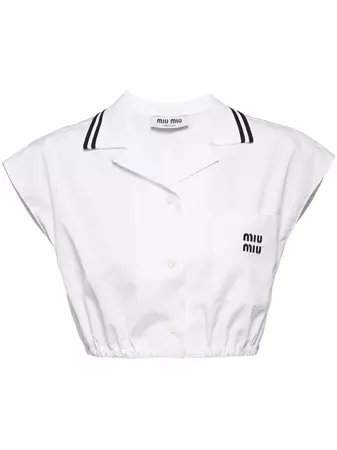 Miu Miu logo-print Poplin Shirt - Farfetch