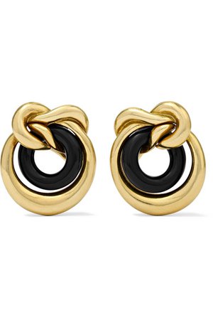 Fred Leighton | 1980s Tiffany & Co. 18-karat gold onyx clip earrings | NET-A-PORTER.COM