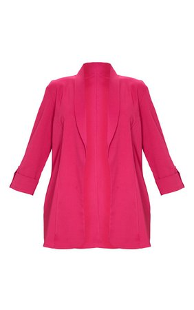 Pink Woven Turn Up Sleeve Blazer | PrettyLittleThing