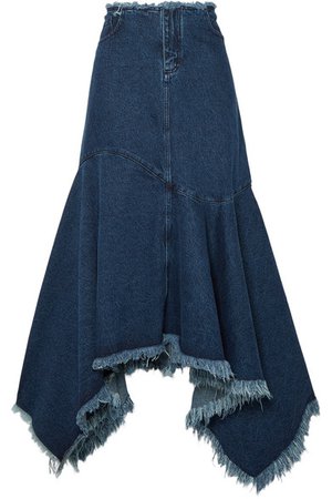 Marques' Almeida | Asymmetric frayed denim skirt | NET-A-PORTER.COM