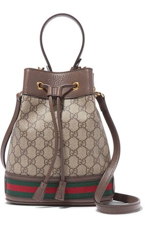 Gucci | Ophidia small textured leather-trimmed printed coated-canvas bucket bag | NET-A-PORTER.COM