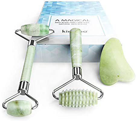 Amazon.com : Kimkoo Jade Roller for Face-3 in 1 Kit with Gua Sha Massager Tool, 100% Real Natural Jade Stone Facial Roller Anti Aging, Face Beauty Set for Eye Anti-wrinkle : Beauty