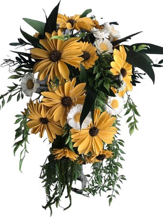 Sunflower Cascading Sola Flower Bouquet - Cascade Wedding Bouquet - Sola Flower - Bridal Bouquet - Faux Greenery - Yellow