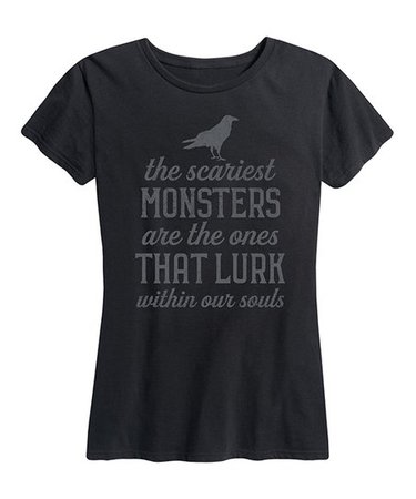 Instant Message Womens Black The Scariest Monsters Poe Raven Relaxed-Fit Tee - Women & Plus | Best Price and Reviews | Zulily