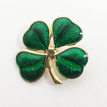 Vintage 1990s Four Clover Leaf Pin, St from MimisJewelryBoutique