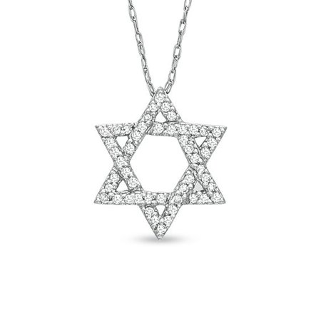 1/7 CT. T.W. Diamond Star of David Pendant in 10K White Gold | Diamond Necklaces | Necklaces | Zales