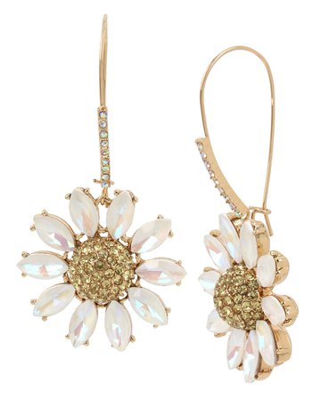 Betsey Johnson Pave Daisy Flower Long Drop Earrings & Reviews - Earrings - Jewelry & Watches - Macy's