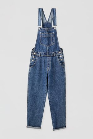 Long denim dungarees with straps - PULL&BEAR