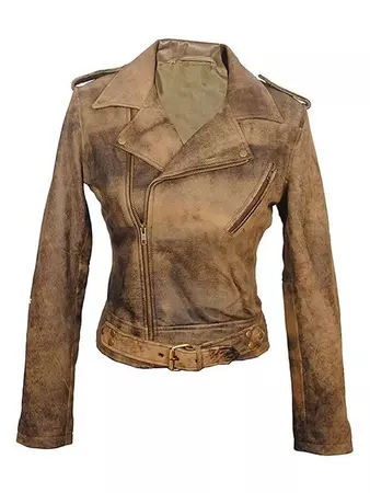 Buy Now - Women's Brown Biker Distressed Leather Jacket
