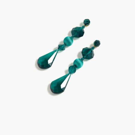 NWT J.Crew 100%Authentic Vivid Emerald Crystal thread ball drop Earrings | eBay