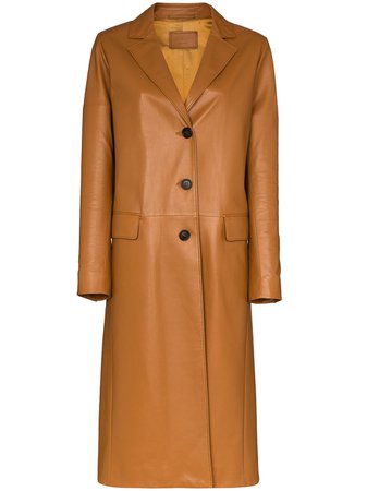 Brown Prada single-breasted leather trench coat 568821WDV - Farfetch
