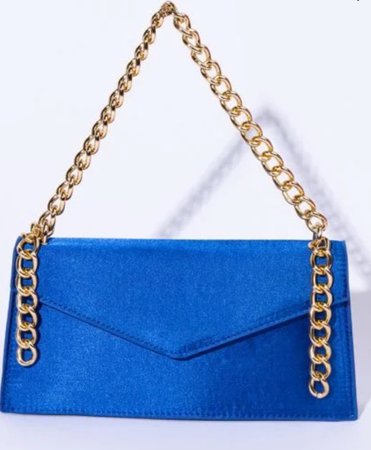 blue satin purse