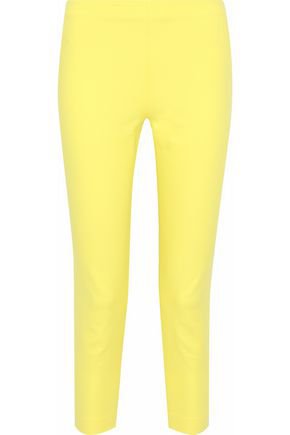 Cropped neon cotton-blend poplin skinny pants | MOSCHINO | Sale up to 70% off | THE OUTNET
