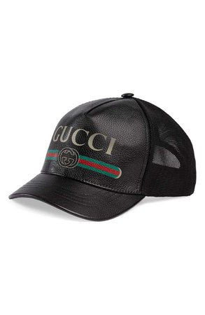 Gucci Vintage Logo Leather Ball Cap | Nordstrom