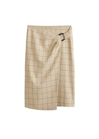 MANGO Checkered asymmetric skirt