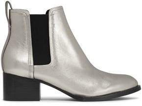 Metallic Leather Ankle Boots