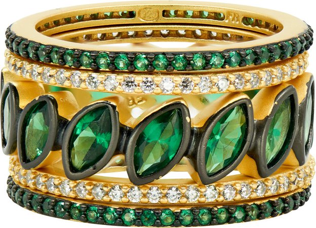 Midnight Green Set of 5 Stack Rings