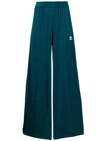 Blue Adidas Velour Wide-leg Sweatpants | Farfetch.com