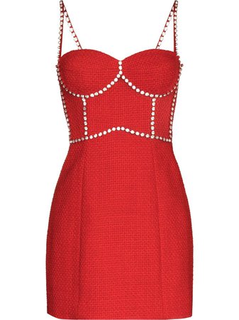 AREA crystal-embellished Fitted Minidress - Farfetch