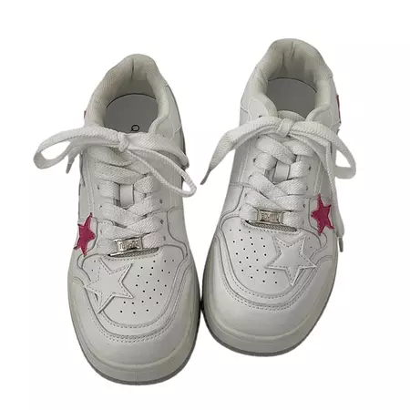 Bubblegum Pink Star Sneakers in White | AESTHETIC SHOES – Boogzel Clothing