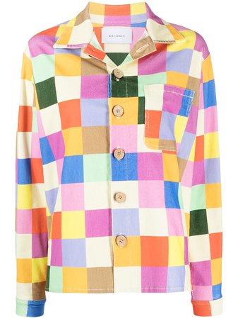 Shop Mira Mikati corduroy check shirt-jacket with Express Delivery - FARFETCH