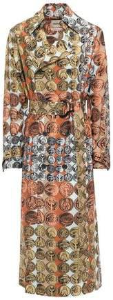 Belted Printed Silk Trench Coat