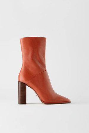 LEATHER HEELED ANKLE BOOTS | ZARA United States