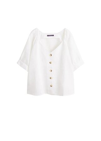 Violeta BY MANGO Button linen-blend blouse