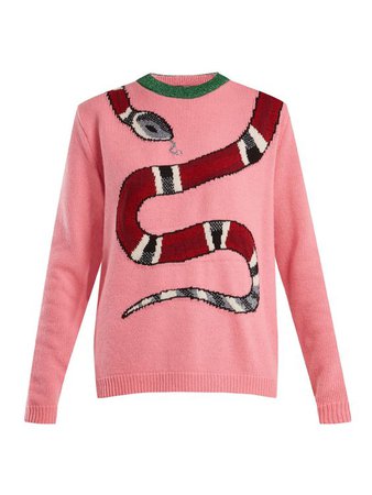 Snake-intarsia wool-blend sweater | Gucci | MATCHESFASHION.COM AU