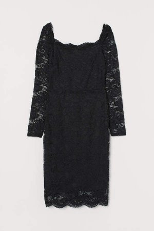 Fitted Lace Dress - Black