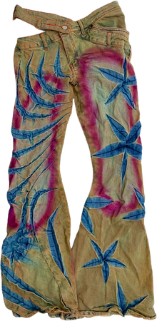 MASHAPOPOVA Rusty Airbrushed Flower Tribal Jeans
