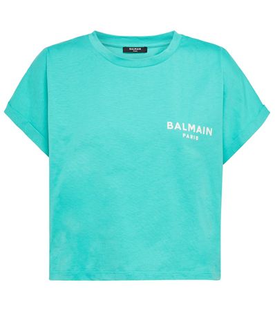 BALMAIN Logo cropped cotton T-shirt