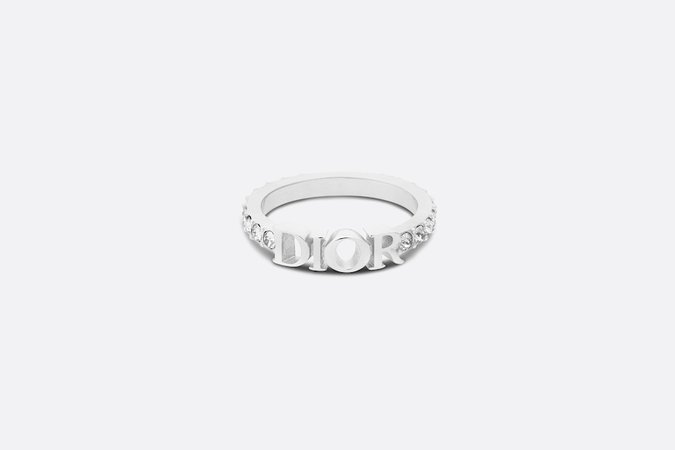 Dio(r)evolution Ring Silver-Finish Metal with White Crystals | DIOR