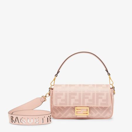 Baguette - Pink FF canvas bag | Fendi