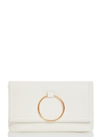 *Quiz White Ring Detail Clutch Bag | Dorothy Perkins