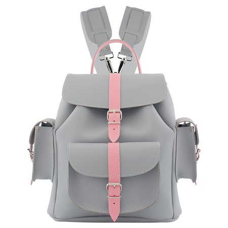BELLA - Grey & Pink Leather Backpack