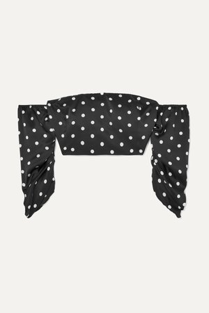 Black The Misha cropped off-the-shoulder polka-dot silk-charmeuse top | Cami NYC | NET-A-PORTER