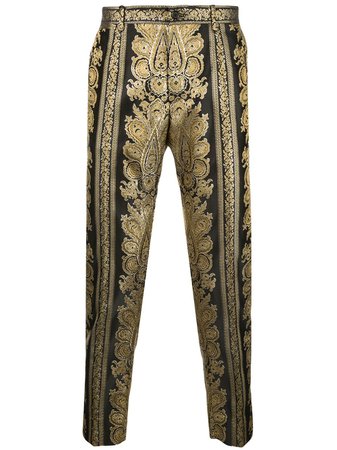 Dolce & Gabbana Tailored Jacquard Trousers GY6FETHJMC1 Gold | Farfetch