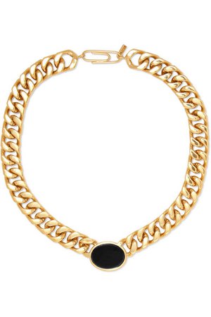 Aurélie Bidermann | Bronx gold-plated onyx necklace | NET-A-PORTER.COM