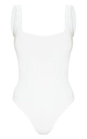 White Second Skin Square Neck Bodysuit | Tops | PrettyLittleThing
