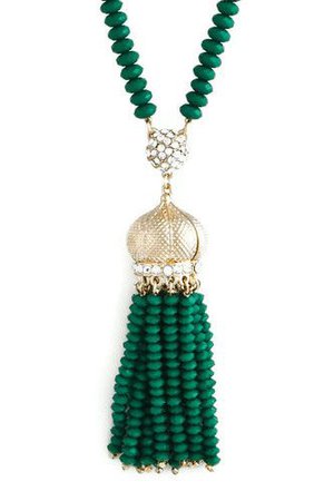 green beads necklace tassel - Google Search