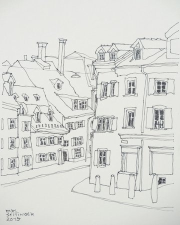 Artwork by Karl Seitinger - Basel Old Town , (2015) | Drawing | Artstack - art online