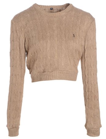 Women's Beyond Retro Label Label Alice Cropped Plain Knitted Jumper Brown, M | Beyond Retro - E00489005