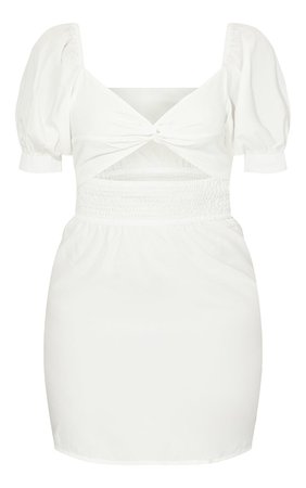 White Woven Twist Bust Detail Shift Dress | PrettyLittleThing USA