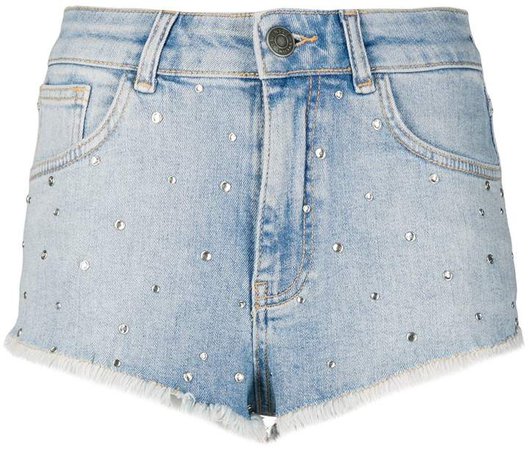 Stud-Embellished Denim Shorts