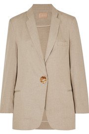 Brunello Cucinelli | Double-breasted checked linen blazer | NET-A-PORTER.COM