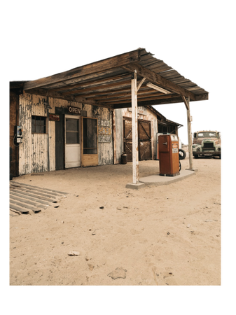 old gas station abandoned backdrop