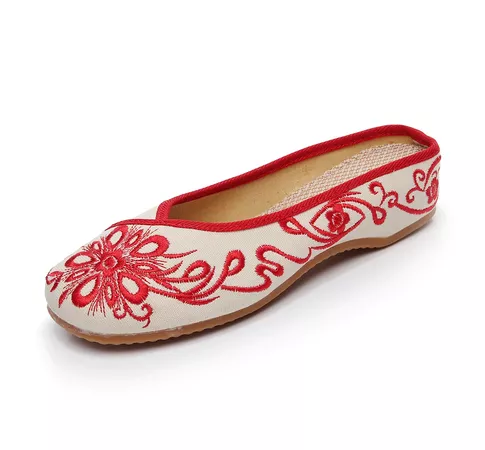 Veowalk Women's Casual Canvas Embroidered Close Toe Flat Slippers Ladies Comfortable Chinese Cotton Embroidery Mules Shoes|Slippers| - AliExpress