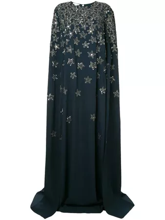 Oscar De La Renta Star Embellished Cape Dress - Farfetch